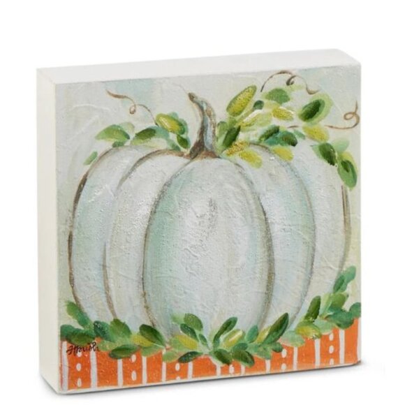 NEW FALL WALL ART 8" Harvest Pumpkin Patch Block - Picture 1 of 1